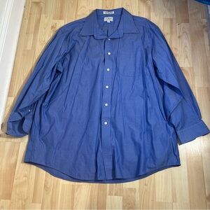 L.L Bean men's blue long-sleeve button-down dress shirt cotton blend size 18/33